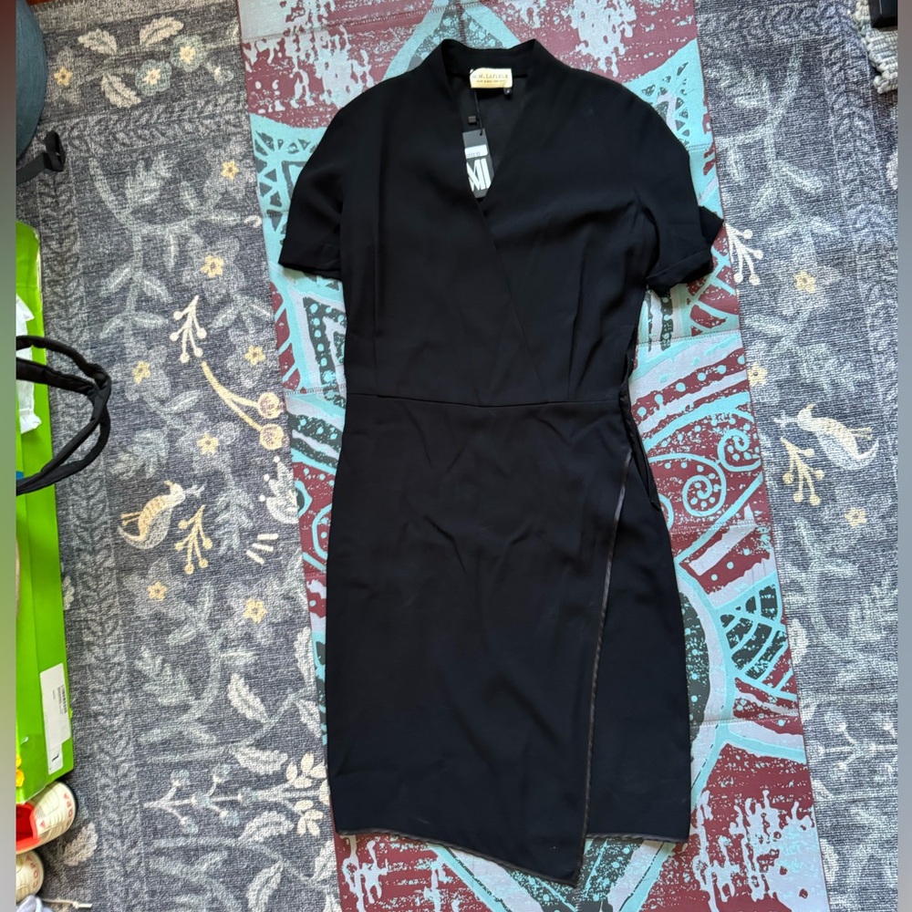 Mm. Lafleur Tori 2.0 Black Short Sleeve Faux Wrap Dress Size 4 NWT